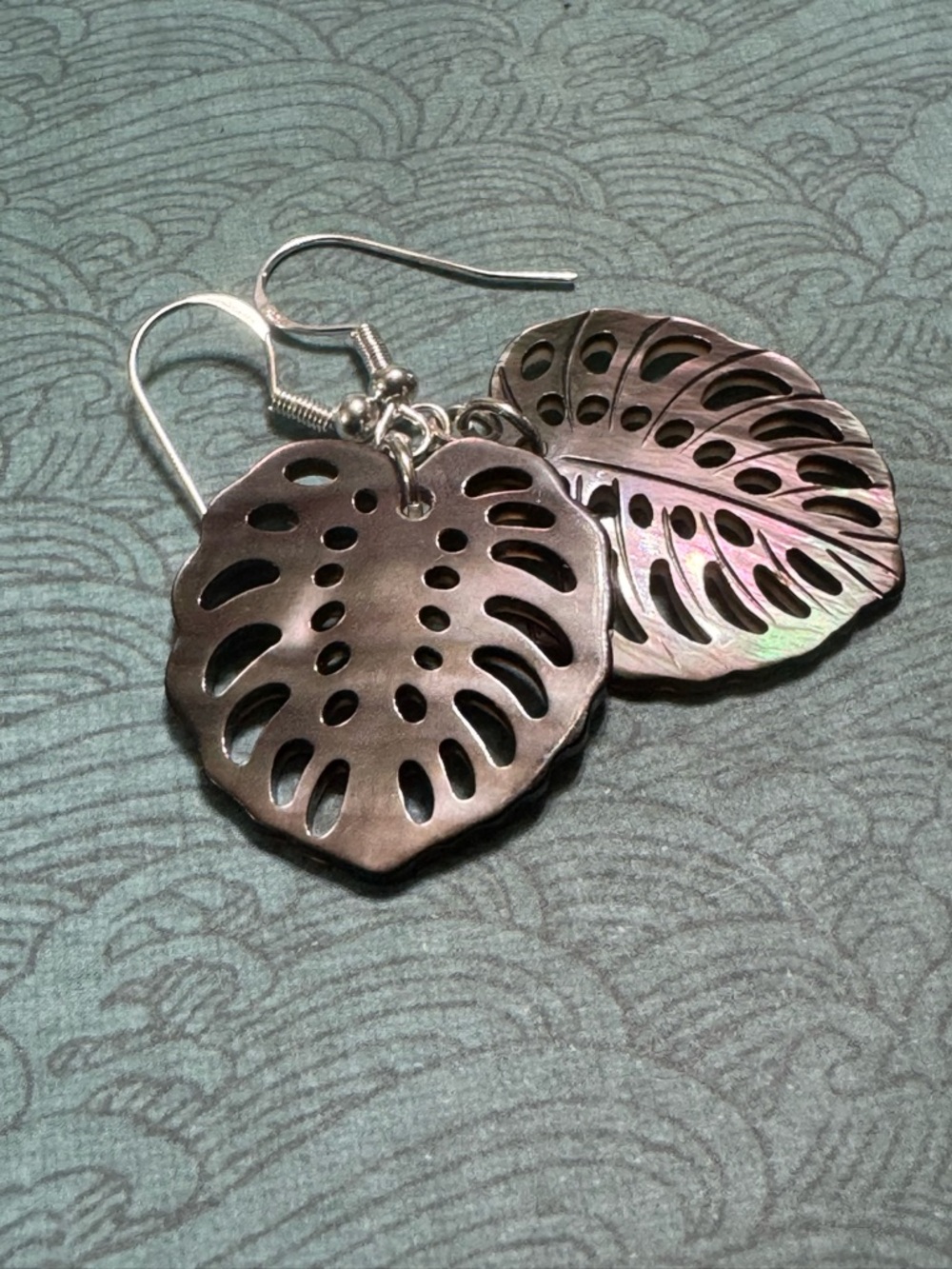 TROPICAL LEAF MOTHER OF PEARL EARRINGS